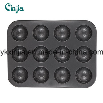 12cup de aço carbono Non-Stick Muffin Pan Football